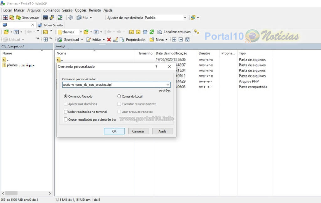 WinSCP 2 UnZip: Descompactar arquivo / pasta com WinSCP em 2 passos