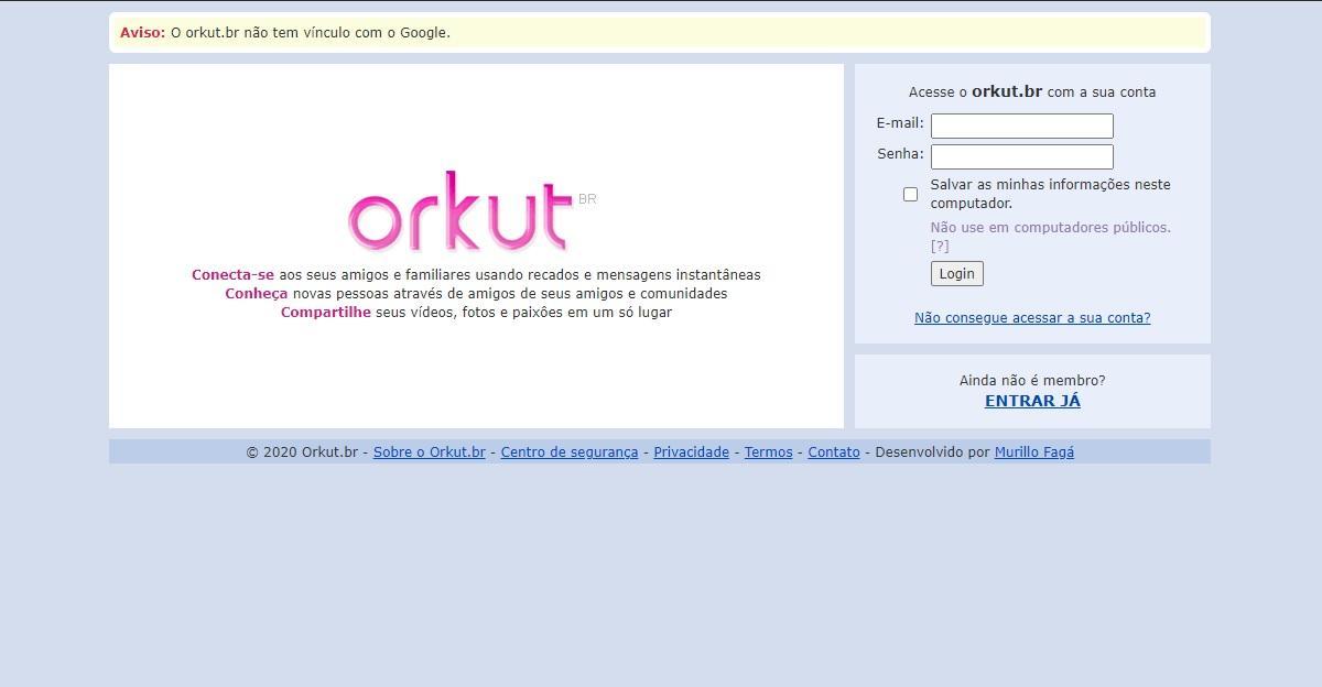 Login: Similaridades do Orkut.com e Orkut br